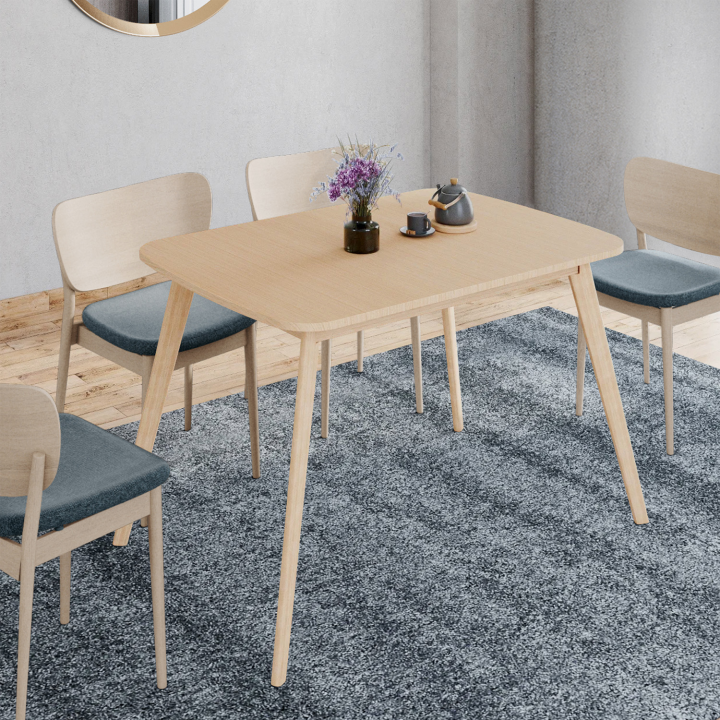 Mesa de comedor rectangular extensible 4-6 personas efecto madera - NOOR | ID Market