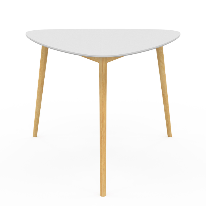 Table à manger ovale GAIA 4 personnes plateau blanc pieds bois 110 cm