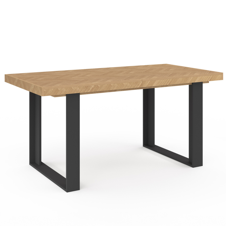 Mesa de comedor rectangular extensible efecto espiga y negro - CASSIUS | ID Market