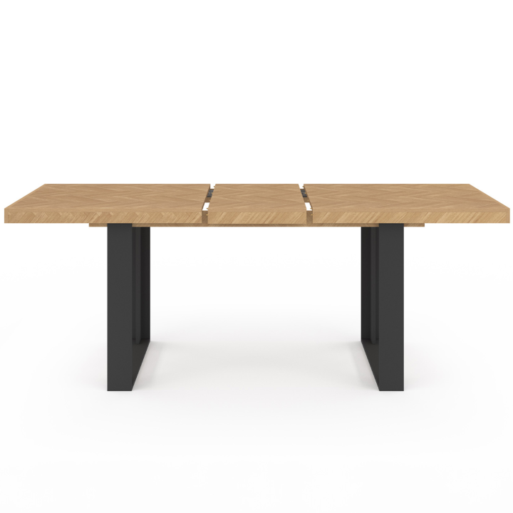 Mesa de comedor rectangular extensible efecto espiga y negro - CASSIUS | ID Market