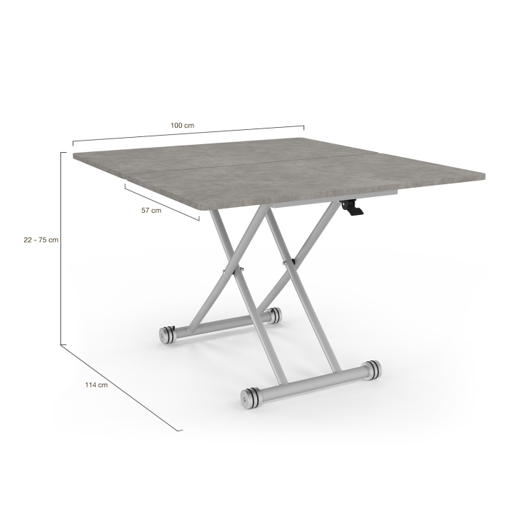 Mesa de centro elevable con tablero efecto hormigón - URBANA | ID Market