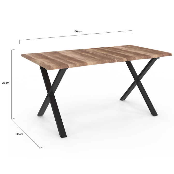 Mesa de comedor industrial con patas en forma de X 160 cm - DAKOTA | ID Market