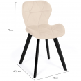 Lot de 4 chaises ROBINE en velours beige pieds noirs