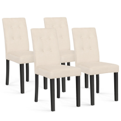 Set van 4 met beige fluweel beklede stoelen met zwarte poten - POLGA | ID Market