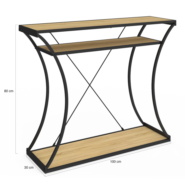 Consola industrial de doble estante con patas curvadas - DETROIT | ID Market