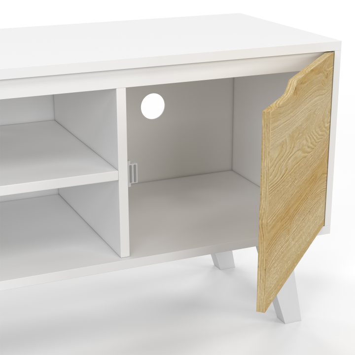 Mueble TV 110cm madera blanca 2 puertas estilo haya - FINN | ID Market