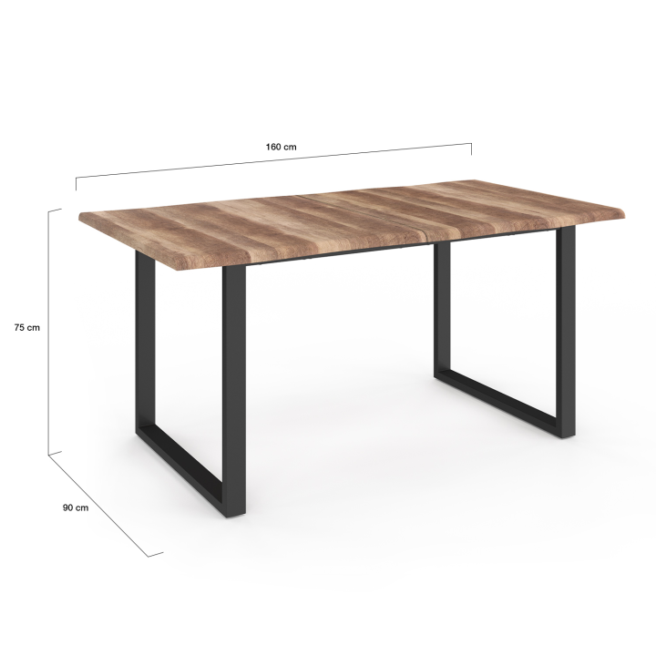 Mesa de comedor industrial efecto madera en bruto 160 cm - DAKOTA | ID Market