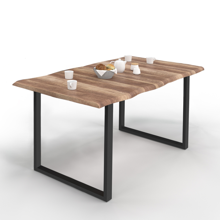 Mesa de comedor industrial efecto madera en bruto 160 cm - DAKOTA | ID Market