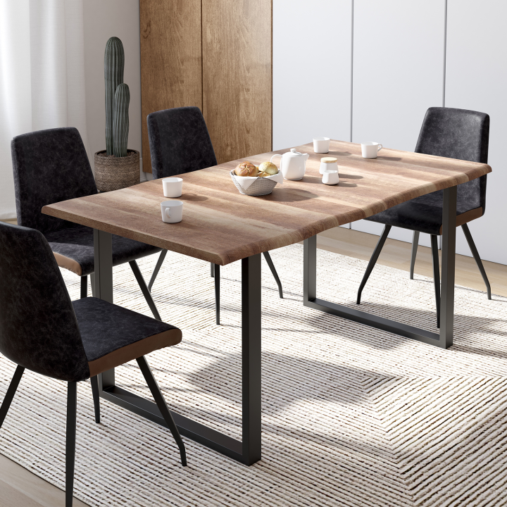 Mesa de comedor industrial efecto madera en bruto 160 cm - DAKOTA | ID Market