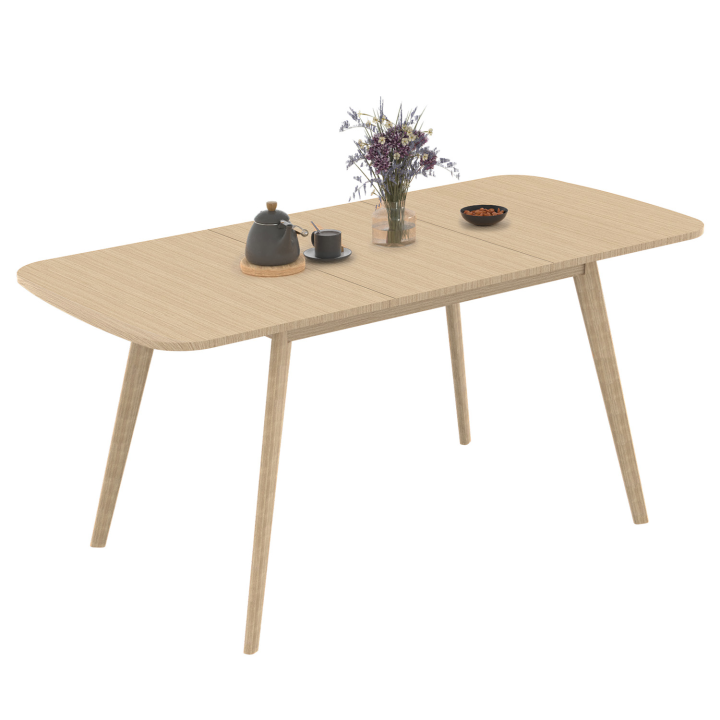 Mesa de comedor rectangular extensible 4-6 personas efecto madera - NOOR | ID Market