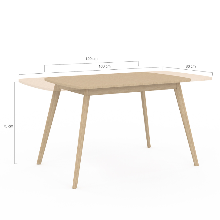 Table à manger extensible rectangle NOOR 4-6 personnes effet bois 120-160 cm 