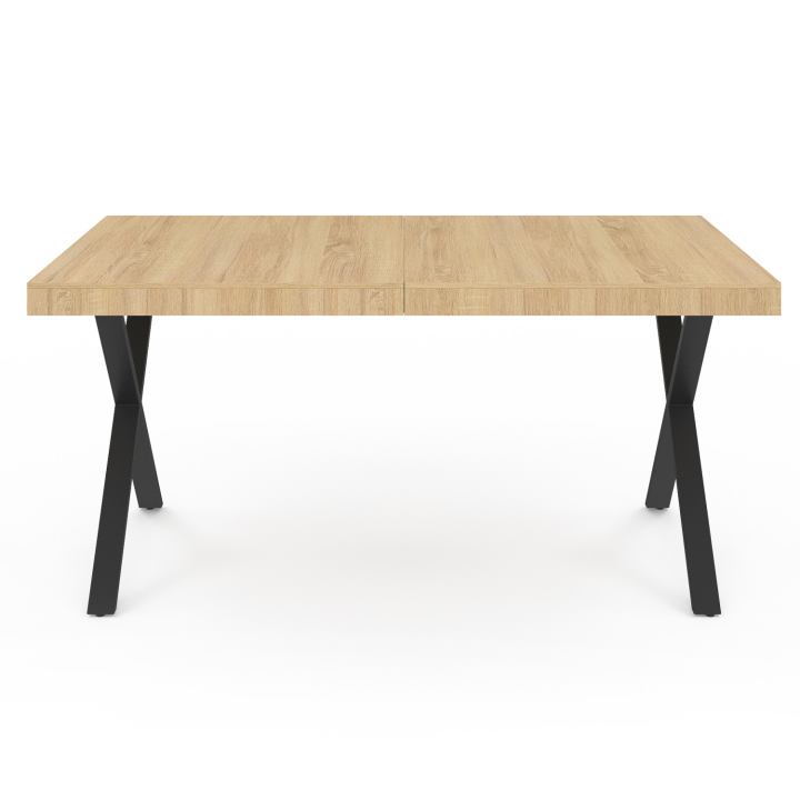 Mesa de comedor industrial de madera y metal negro 160 cm - ALMA | ID Market