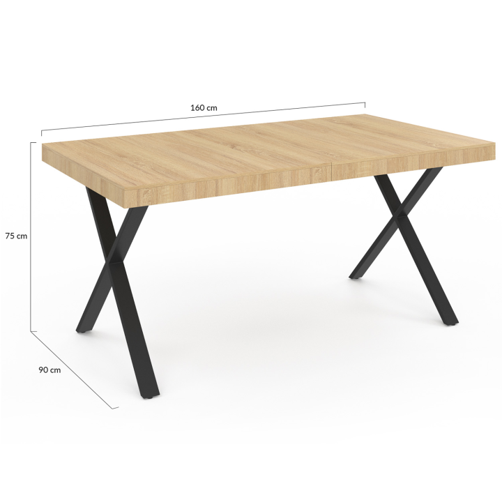 Mesa de comedor industrial de madera y metal negro 160 cm - ALMA | ID Market