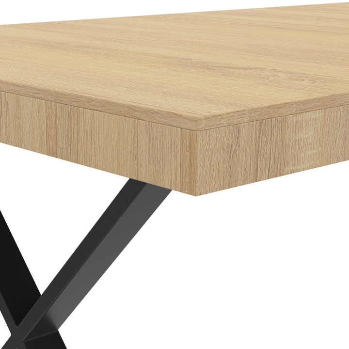 Mesa de comedor industrial de madera y metal negro 160 cm - ALMA | ID Market