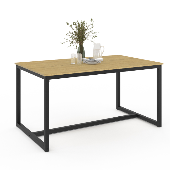 Mesa de comedor industrial de madera y metal negro 150cm - DETROIT | ID Market