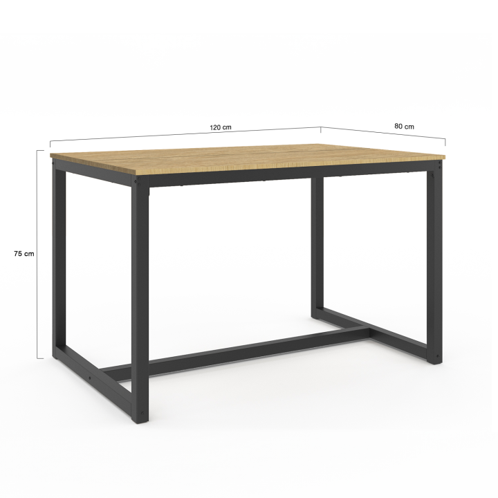 Mesa de comedor industrial de madera y metal negro 120 cm - DETROIT | ID Market