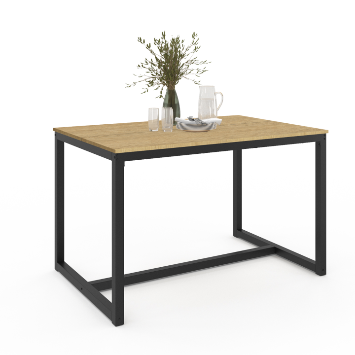 Mesa de comedor industrial de madera y metal negro 120 cm - DETROIT | ID Market