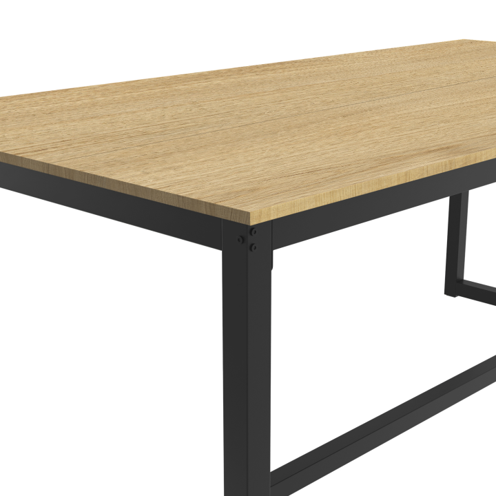 Mesa de comedor industrial de madera y metal negro 180 cm - DETROIT | ID Market