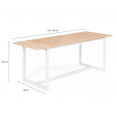 Table à manger extensible rectangle DETROIT 6-10 personnes design industriel bois et métal blanc 160-200 cm