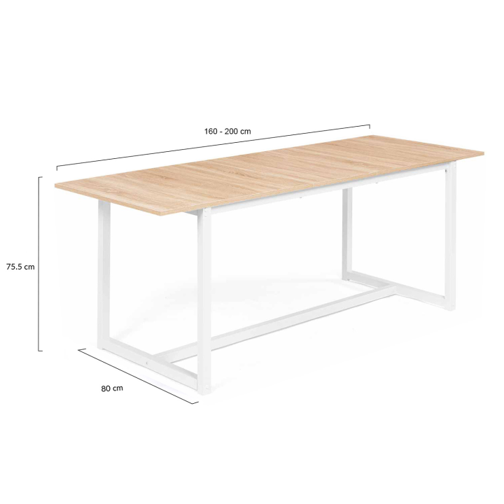 Mesa de comedor extensible en blanco y madera - DETROIT | ID Market