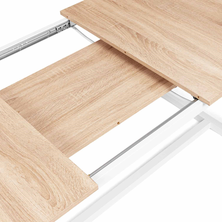 Mesa de comedor extensible en blanco y madera - DETROIT | ID Market