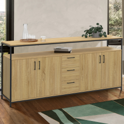 Buffet 180 cm DETROIT XXL 4 portes et tiroirs design industriel