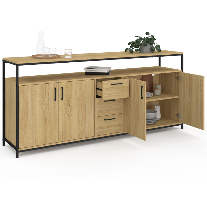 180 cm DETROIT XXL 4-deurs dressoir met laden in industrieel design