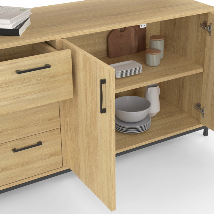 180 cm DETROIT XXL 4-deurs dressoir met laden in industrieel design