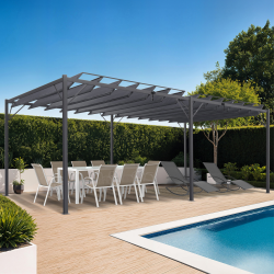 Pérgola con lamas orientables 3x6 M gris antracita