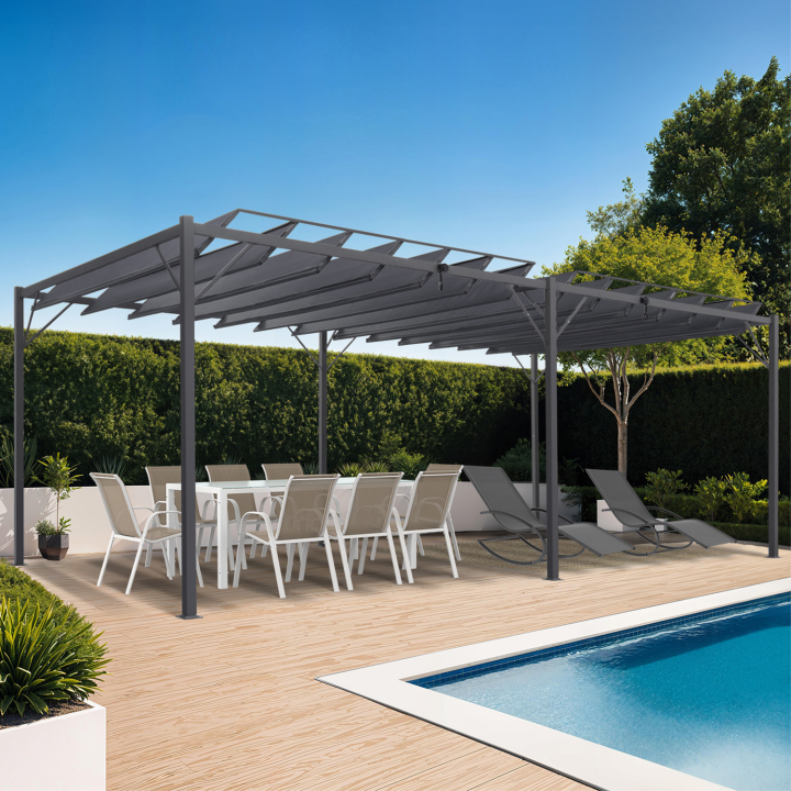 Pergola met verstelbare lamellen 3x6 M antraciet grijs