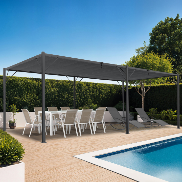 Pergola met verstelbare lamellen 3x6 M antraciet grijs