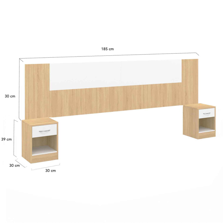 Cabecero con madera y mesillas modulares blancas - SAPA | ID Market