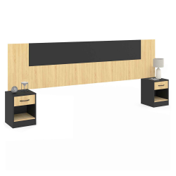 Tête de lit SAPA chevets modulables pour lit 140/160 cm effet bois et noir