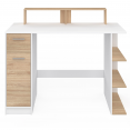 Bureau avec rangement MAY support ordinateur blanc et bois