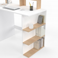 Bureau avec rangement MAY support ordinateur blanc et bois