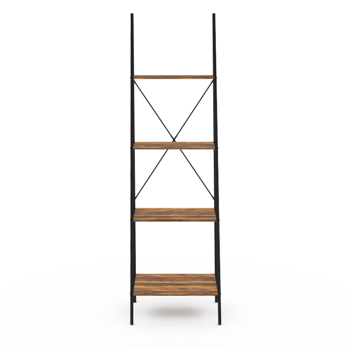 Etagère échelle 4 niveaux HAWKINS bois foncé design industriel 170 cm