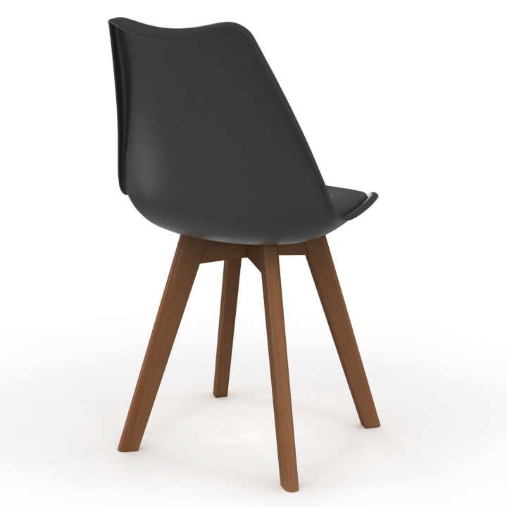 Lot de 6 chaises scandinaves SARA noires pieds foncés pour salle à manger