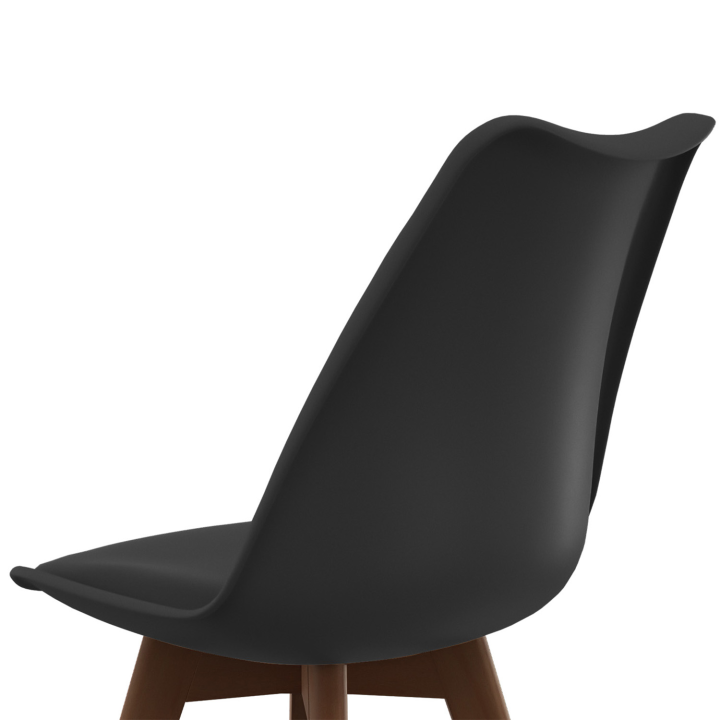 Lot de 6 chaises scandinaves SARA noires pieds foncés pour salle à manger