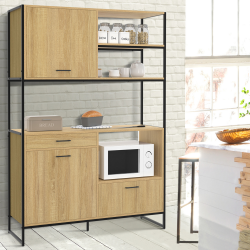 Buffet de cuisine 120 CM DETROIT meuble 3 portes + 1 tiroir design industriel