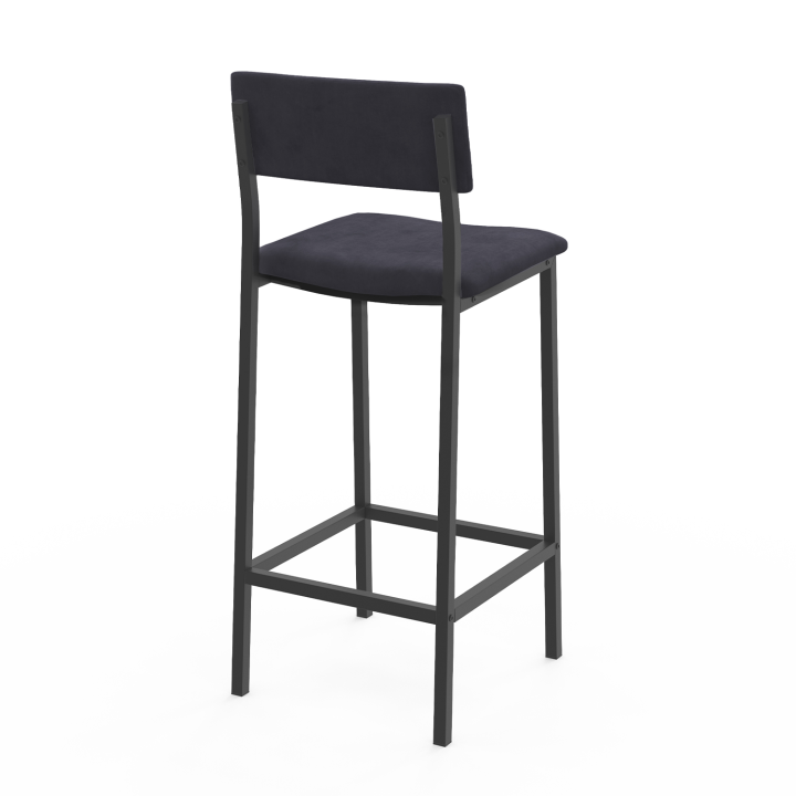 Lot de 4 tabourets de bar AUBIN avec dossier chaise de cuisine velours mix color bleu, gris clair, gris foncé, jaune