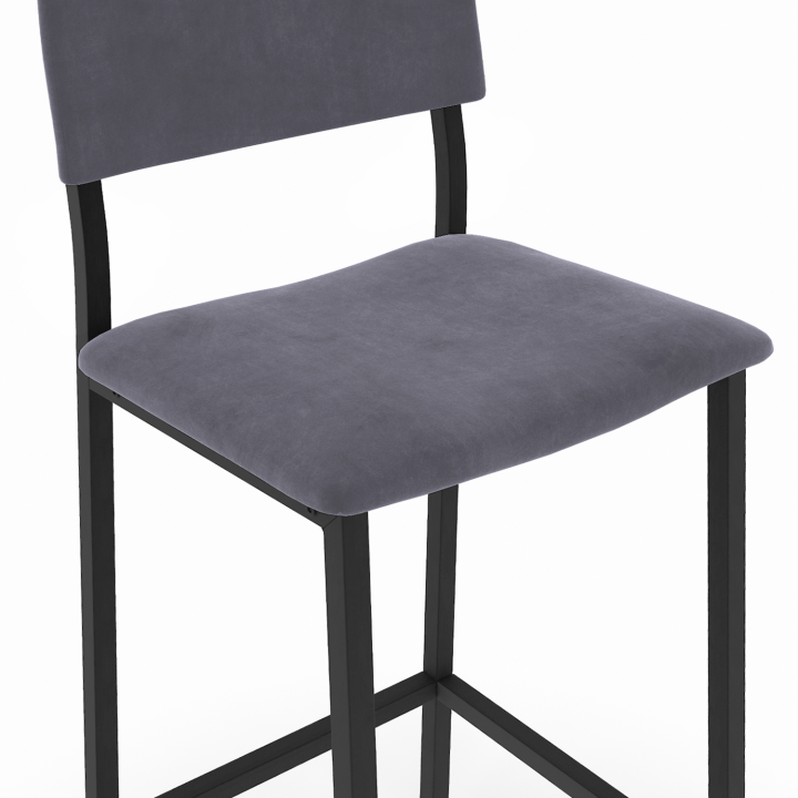 Lot de 4 tabourets de bar AUBIN avec dossier chaise de cuisine velours mix color bleu, gris clair, gris foncé, jaune