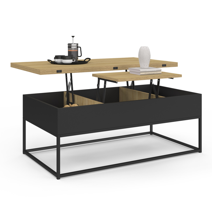 Table basse rectangulaire relevable convertible en table à manger BOSTON design industriel