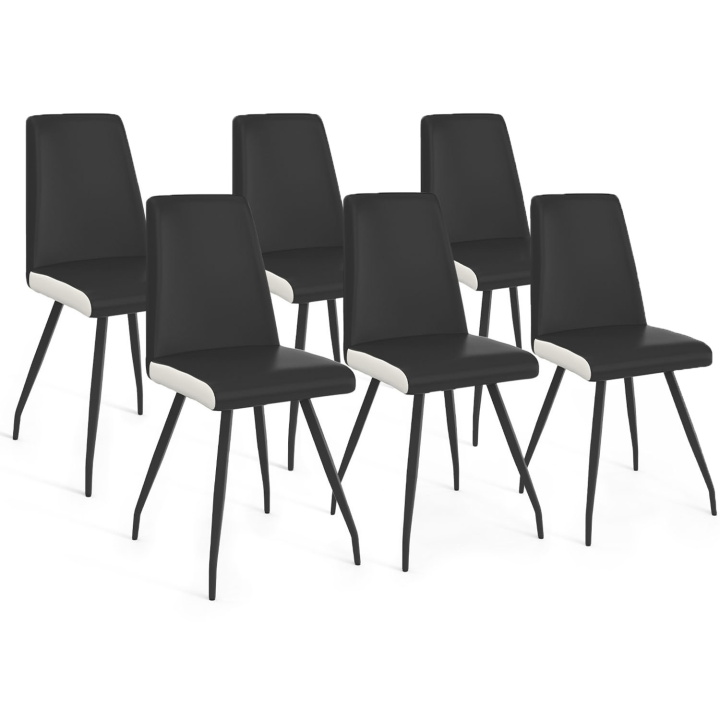 Lot de 6 chaises ADA noires liseré blanc pied araignée pour salle à manger