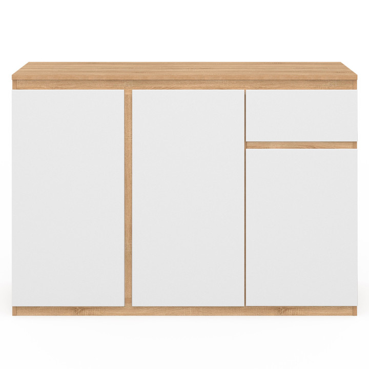 100 cm wit en houten dressoir 3 deuren 1 lade - TOMI | ID Market