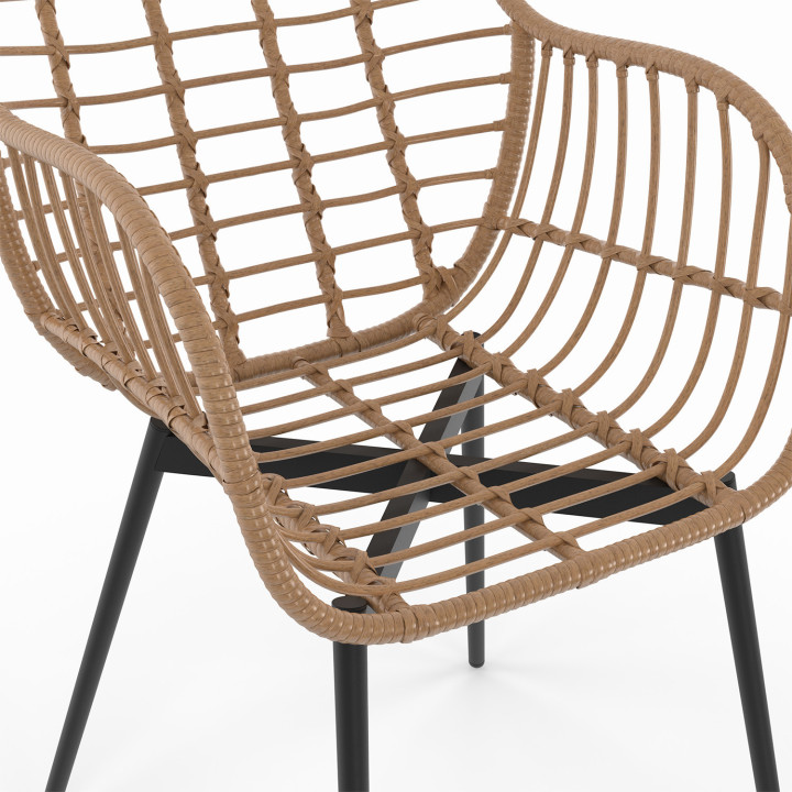 Eetkamerstoelen met rotaneffect en zwarte metalen poten - SUMMER | ID Market