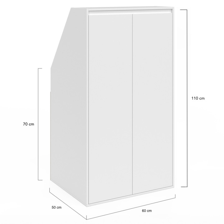 Armoire sous pente 2 portes TOMI 60 x 50 x 70/110 cm blanc