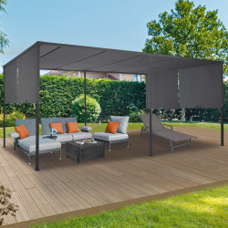 Pergola coulissante 3x6m en toile gris anthracite | ID Market