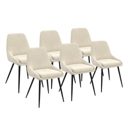 Lot de 6 chaises THALYA en velours beige avec accoudoirs