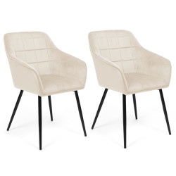 Lot de 2 chaises de salle à manger, fauteuils de table MADY en velours beige