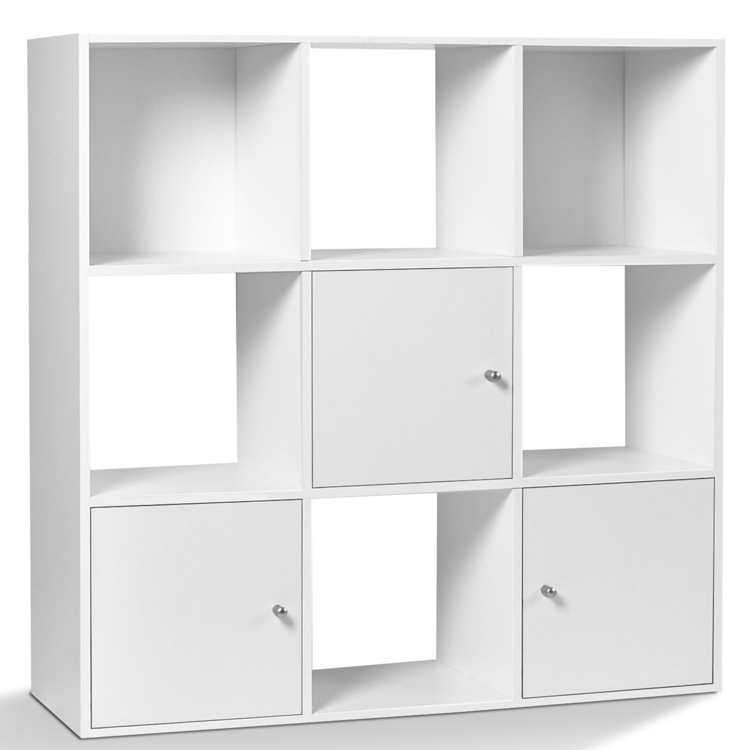 Meuble cube blanc pas cher : 9 cases, 3 portes